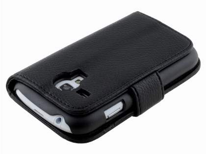 Synthetic Leather Wallet Case with Stand for Samsung I8190 Galaxy S3 mini - Black