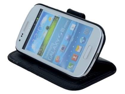 Synthetic Leather Wallet Case with Stand for Samsung I8190 Galaxy S3 mini - Black