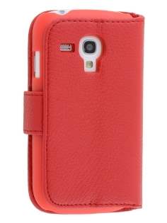Synthetic Leather Wallet Case with Stand for Samsung I8190 Galaxy S3 mini - Red Leather Wallet Case