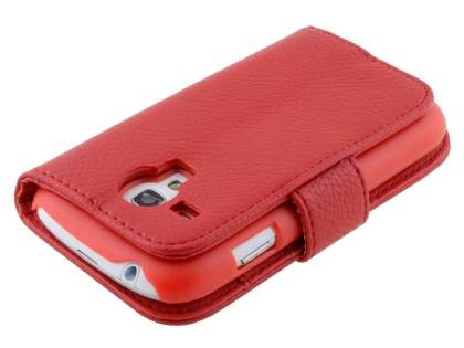 Synthetic Leather Wallet Case with Stand for Samsung I8190 Galaxy S3 mini - Red