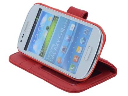 Synthetic Leather Wallet Case with Stand for Samsung I8190 Galaxy S3 mini - Red