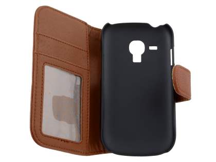 Synthetic Leather Wallet Case with Stand for Samsung I8190 Galaxy S3 mini - Brown