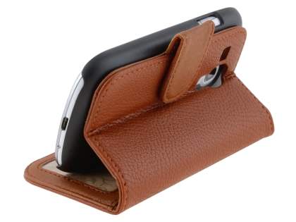 Synthetic Leather Wallet Case with Stand for Samsung I8190 Galaxy S3 mini - Brown