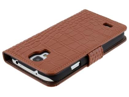 TS-CASE Crocodile Pattern Genuine leather Wallet Case for Samsung Galaxy S4 I9500 - Brown