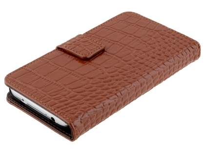 TS-CASE Crocodile Pattern Genuine leather Wallet Case for Samsung Galaxy S4 I9500 - Brown