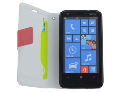 Slim Genuine Leather Portfolio Case for Nokia Lumia 620 - Red