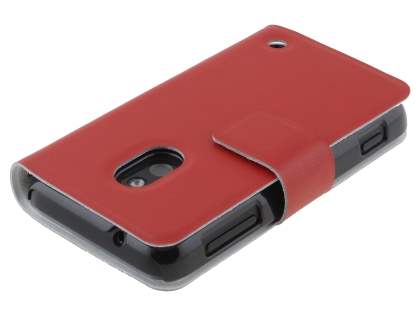 Slim Genuine Leather Portfolio Case for Nokia Lumia 620 - Red