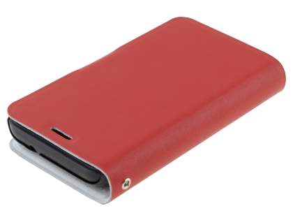 Slim Genuine Leather Portfolio Case for Nokia Lumia 620 - Red