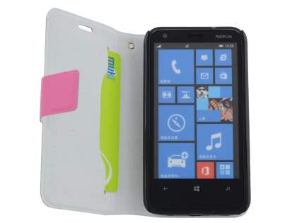 Slim Genuine Leather Portfolio Case for Nokia Lumia 620 - Pink