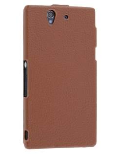 Synthetic Leather Flip Case for Sony Xperia Z - Brown Leather Flip Case