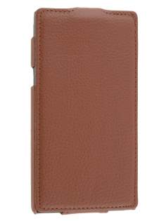 Synthetic Leather Flip Case for Sony Xperia Z - Brown