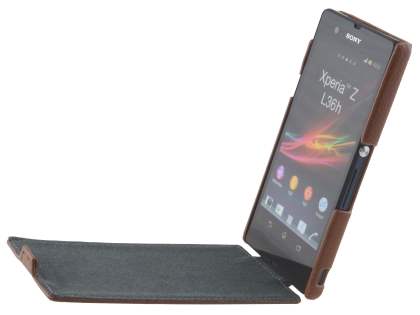 Synthetic Leather Flip Case for Sony Xperia Z - Brown