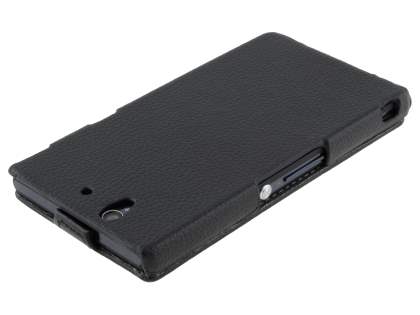 Synthetic Leather Flip Case for Sony Xperia Z - Classic Black