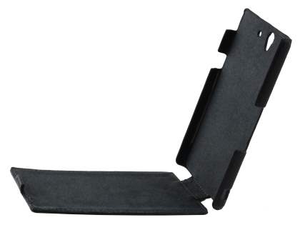 Synthetic Leather Flip Case for Sony Xperia Z - Classic Black