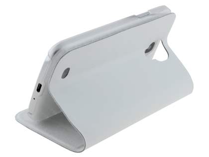 Slim Genuine Leather Portfolio Case for Samsung Galaxy S4 I9500 - Pearl White