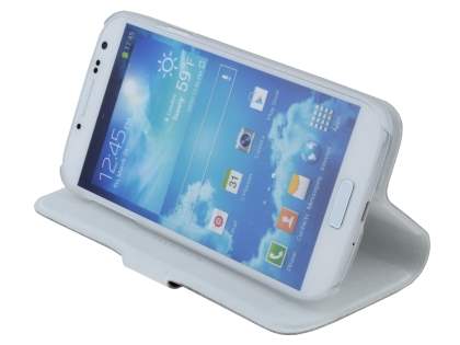 Slim Genuine Leather Portfolio Case for Samsung Galaxy S4 I9500 - Pearl White