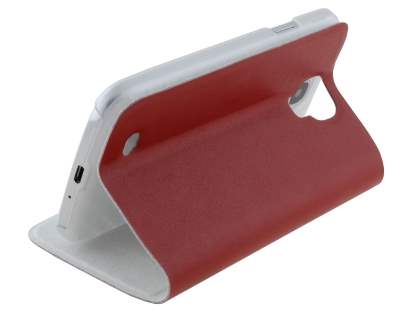 Slim Genuine Leather Portfolio Case for Samsung Galaxy S4 I9500 - Red