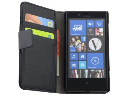 Synthetic Leather Wallet Case with Stand for Nokia Lumia 720 - Classic Black