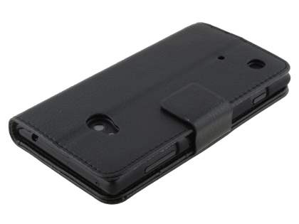 Synthetic Leather Wallet Case with Stand for Nokia Lumia 720 - Classic Black