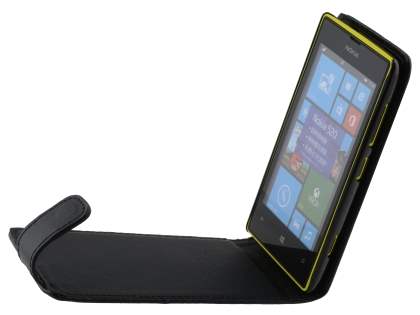 Synthetic Leather Flip Case for Nokia Lumia 520 - Classic Black