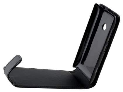 Synthetic Leather Flip Case for Nokia Lumia 520 - Classic Black