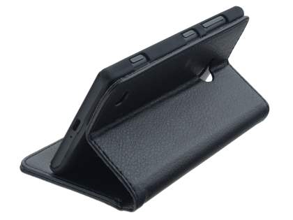 Synthetic Leather Wallet Case with Stand for Nokia Lumia 720 - Classic Black