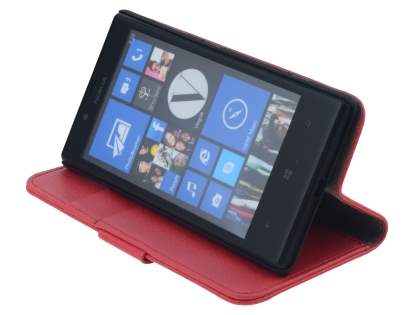Synthetic Leather Wallet Case with Stand for Nokia Lumia 720 - Red