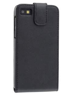 Synthetic Leather Flip Case for BlackBerry Z10 - Classic Black Leather Flip Case