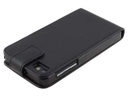 Synthetic Leather Flip Case for BlackBerry Z10 - Classic Black