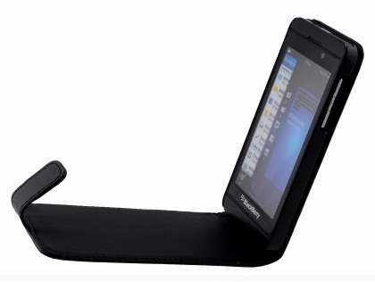 Synthetic Leather Flip Case for BlackBerry Z10 - Classic Black