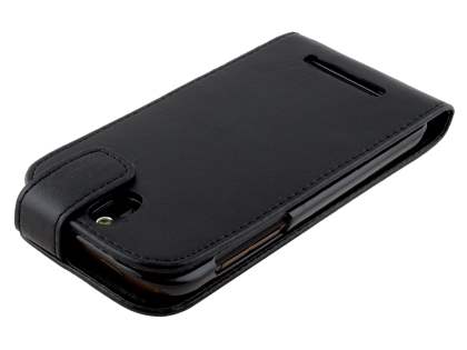 Synthetic Leather Flip Case for HTC One SV - Classic Black