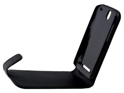 Synthetic Leather Flip Case for HTC One SV - Classic Black