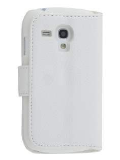 Synthetic Leather Wallet Case with Stand for Samsung I8190 Galaxy S3 mini - Pearl White Leather Wallet Case