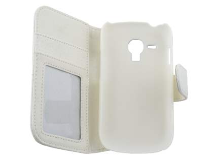 Synthetic Leather Wallet Case with Stand for Samsung I8190 Galaxy S3 mini - Pearl White