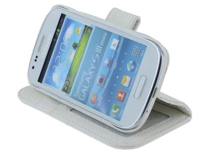 Synthetic Leather Wallet Case with Stand for Samsung I8190 Galaxy S3 mini - Pearl White