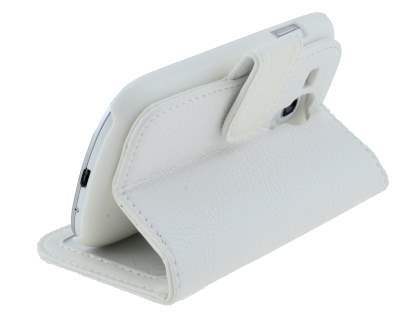 Synthetic Leather Wallet Case with Stand for Samsung I8190 Galaxy S3 mini - Pearl White