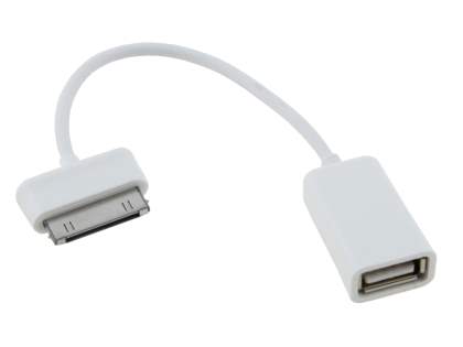 30 pin-USB to USB-A OTG Adaptor Cable for Samsung - White