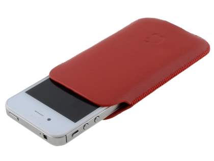 Genuine Leather Slide-in Case for iPhone 4S/4 - Red