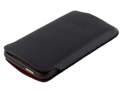Genuine Leather Slide-in Case for HTC Desire HD - Black