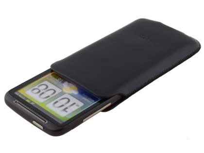 Genuine Leather Slide-in Case for HTC Desire HD - Black