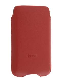 Genuine Leather Slide-in Case for HTC Desire HD - Red Leather Slide-in Case