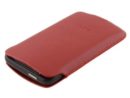 Genuine Leather Slide-in Case for HTC Desire HD - Red