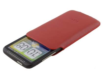 Genuine Leather Slide-in Case for HTC Desire HD - Red