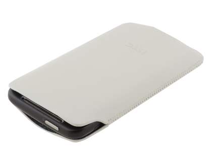 Genuine Leather Slide-in Case for HTC Desire HD - White