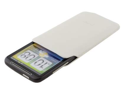 Genuine Leather Slide-in Case for HTC Desire HD - White