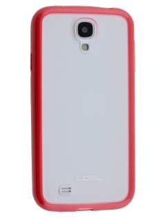 Dual-Design Case for Samsung Galaxy S4 I9500 - Red/Frosted Clear Dual-Design Case