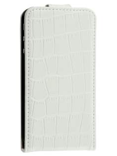 TS-CASE Crocodile Pattern Genuine Leather Flip Case for iPhone 4S/4 - Pearl White