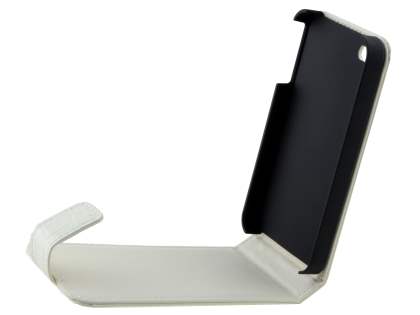 TS-CASE Crocodile Pattern Genuine Leather Flip Case for iPhone 4S/4 - Pearl White