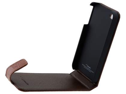 TS-CASE Crocodile Pattern Genuine Leather Flip Case for iPhone 4S/4 - Brown
