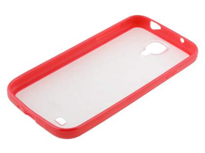 Dual-Design Case for Samsung Galaxy S4 I9500 - Red/Frosted Clear